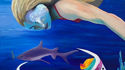 Free Diving original oil painting on canvas 80x100cm.